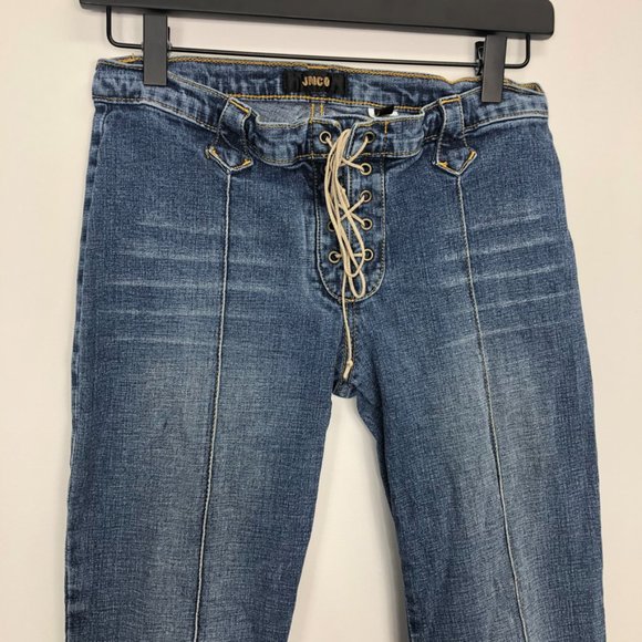 JNCO Vintage Corset Tie Up Flare Jeans Bell Bottom - Picture 3 of 13